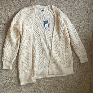 Cream Universal Thread Chunky Ribbed Layering Cardigan